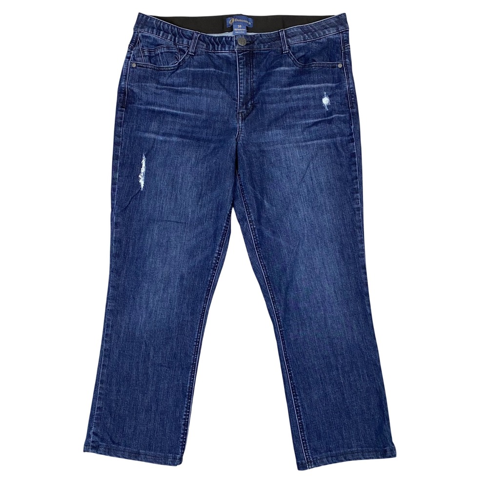 Democracy Absolution Distressed Girlfriend Crop Jeans Womens 16 Blue